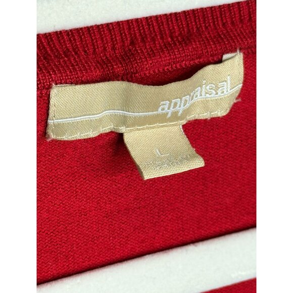 Appraisal Sweater Dress Womens Size L Red Knit Bow Long Sleeve Old Money Work - Picture 6 of 12